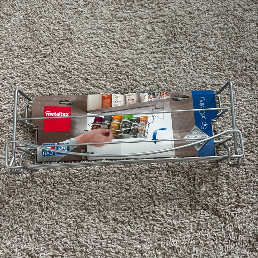 NWT Metaltex Spiceswing Italy Silver Gray Wire Metal Kitchen Spice Rack
